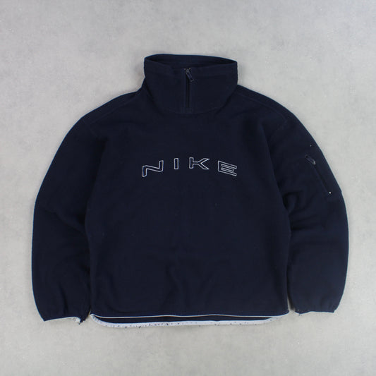 SUPER RARE 90s Nike 1/4 Fleece Navy - (M)