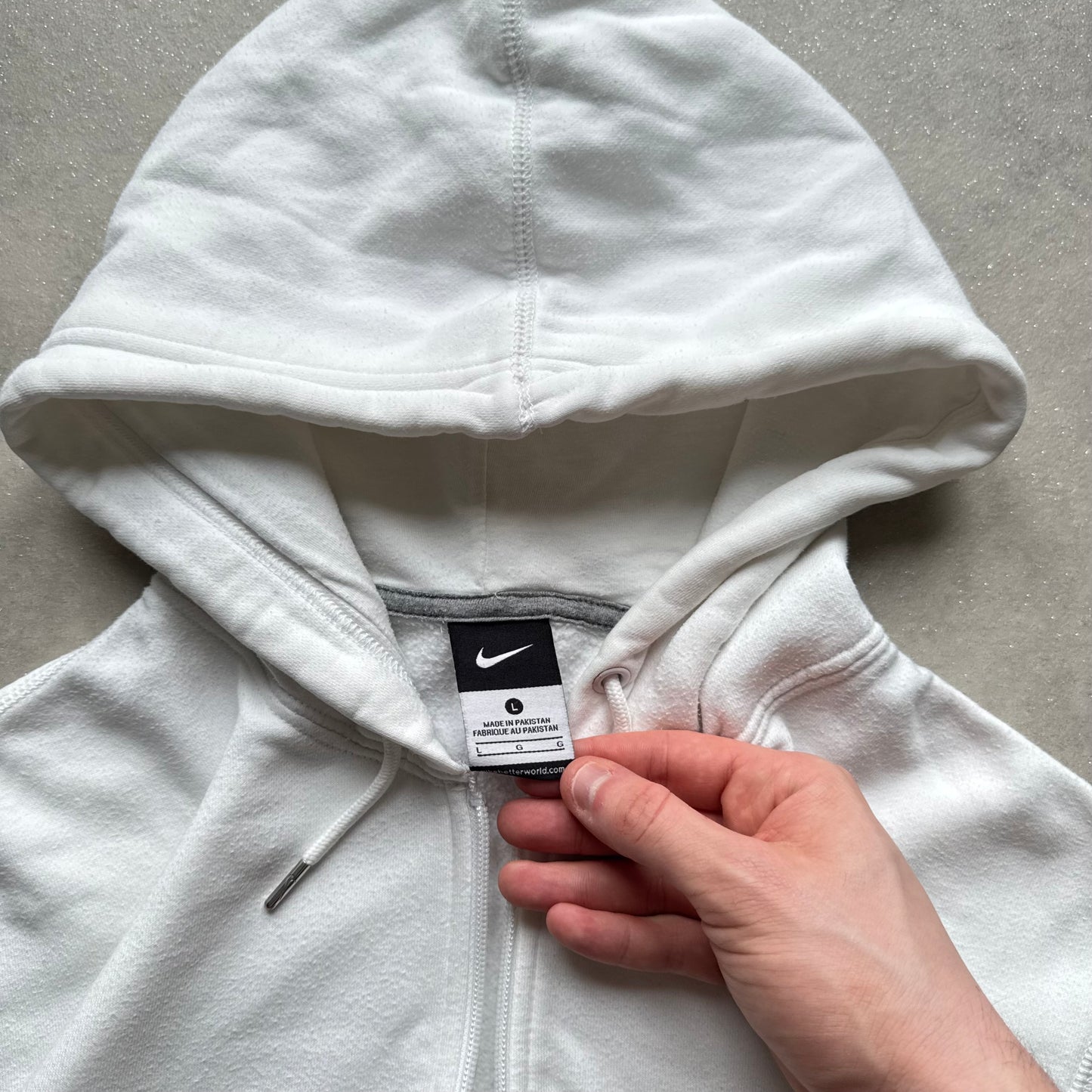 RARE 2000s Nike Zip Hoodie White - (L)