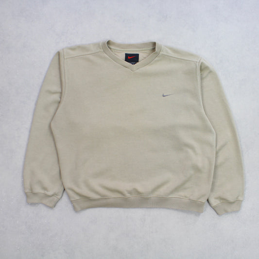 Vintage Nike Swoosh Sweatshirt Beige - (S)