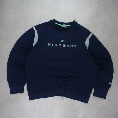 SUPER RARE 2000s Nike Shox Sweatshirt Navy - (L)