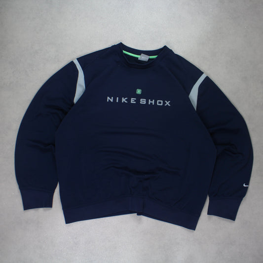 SUPER RARE 2000s Nike Shox Sweatshirt Navy - (L)