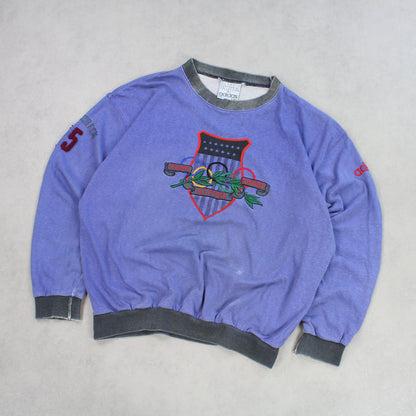 SUPER RARE 1 Of 1 1980s Adidas Olympic Sweatshirt Purple - (M)