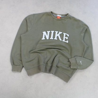 RARE 00s Nike Spell Out Sweatshirt Green - (L)