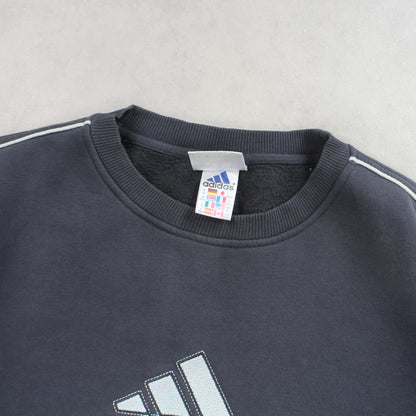 RARE Vintage 1990s Adidas Sweatshirt Grey - (XL)