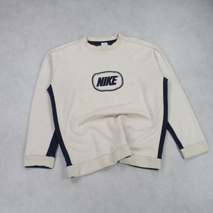 SUPER RARE Vintage 00s Nike Swoosh Sweatshirt Cream - (L)