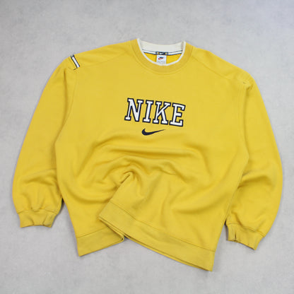 RARE Vintage 1990s Nike Spell Out Sweatshirt Yellow  - (XL)