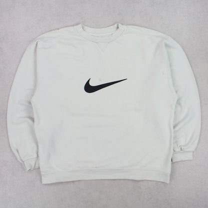 RARE 1990s Nike Swoosh Sweatshirt Cream - (L)