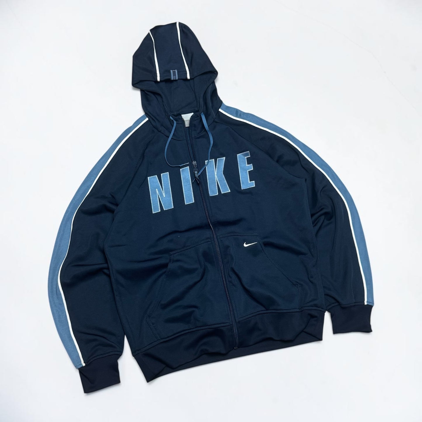 RARE 2000s Nike Zip Hoodie Navy - (L)