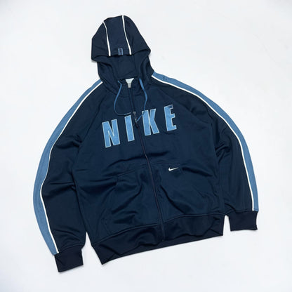 RARE 2000s Nike Zip Hoodie Navy - (L)