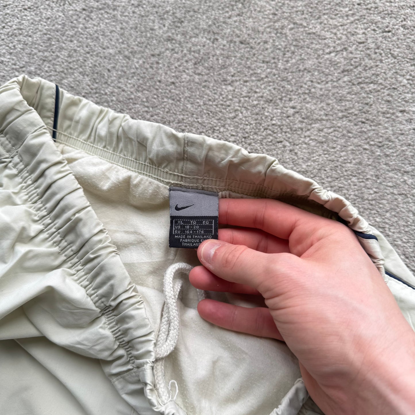 RARE 2000s Nike Trackpants Cream - (S)