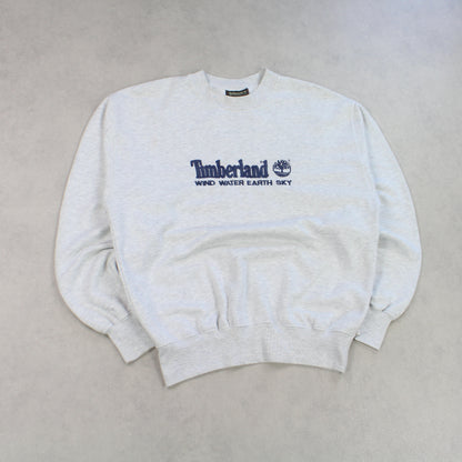 RARE 1990s Timberland Spell Out Sweatshirt Grey - (M)