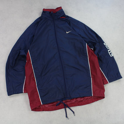 RARE 90s Nike Hooded Track Jacket Burgundy - (XL)