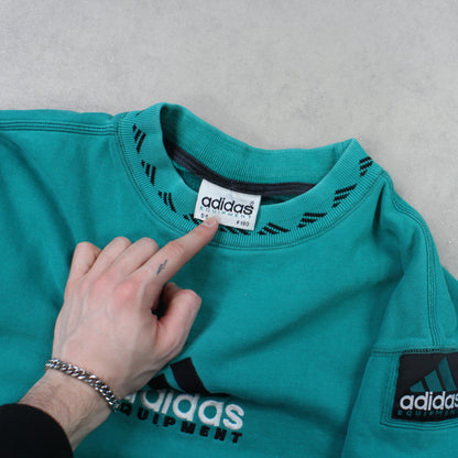 RARE Vintage 1990s Adidas EQT Sweatshirt Green - (XS)