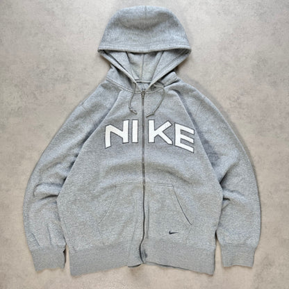 RARE 2000s Nike Zip Hoodie Grey - (L)