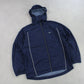 RARE 00s Nike Hooded Track Jacket Navy - (L)