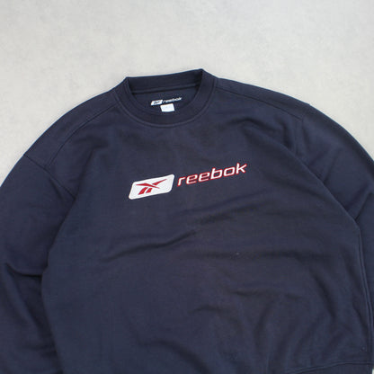 RARE 1990s Vintage Reebok Sweatshirt Navy - (M)