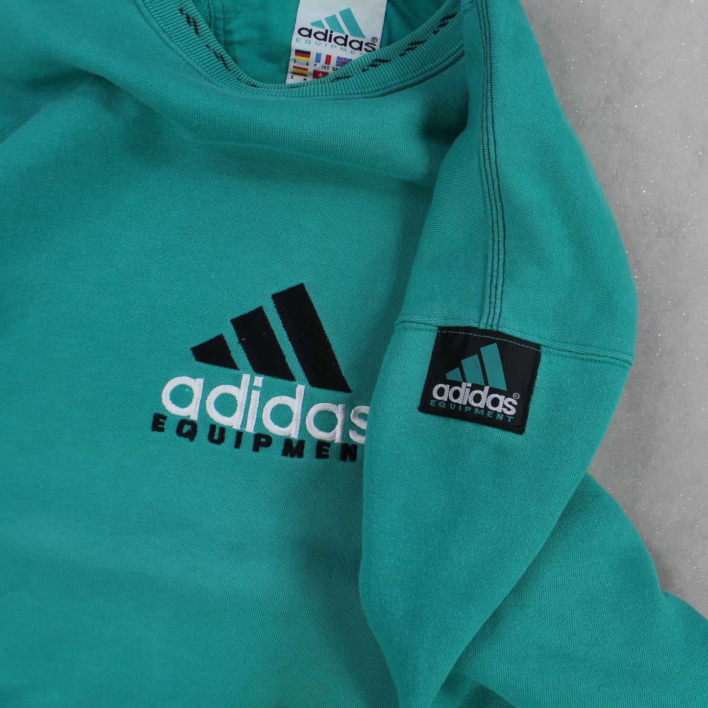 RARE 1990s Adidas EQT Sweatshirt Green - (M)