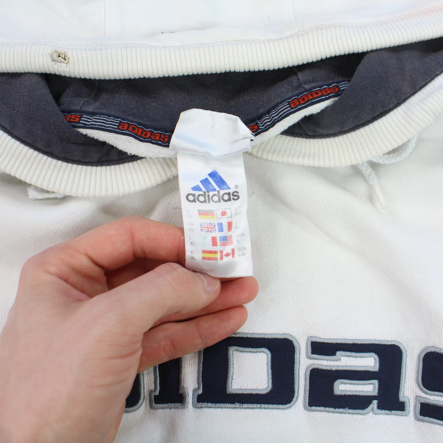 RARE Vintage 1990s Adidas Hoodie White - (XL)