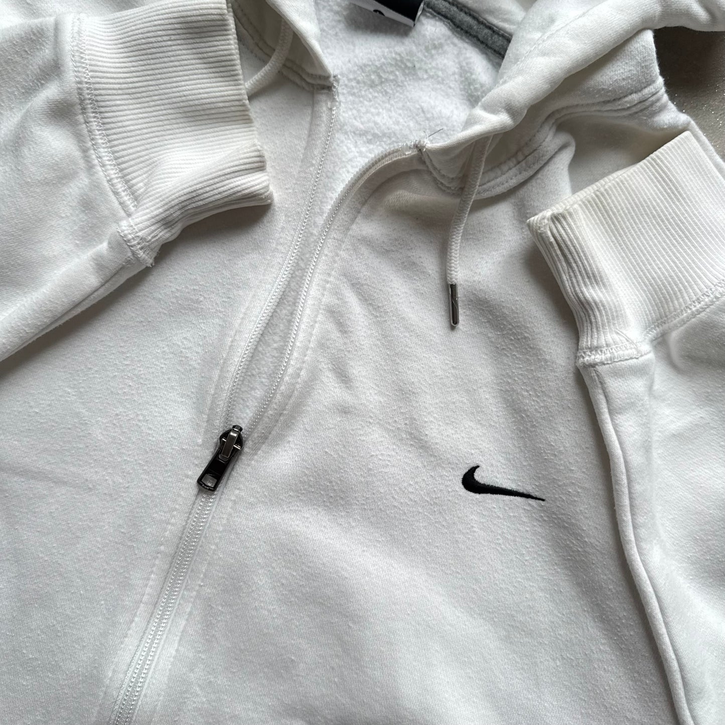 RARE 2000s Nike Zip Hoodie White - (L)