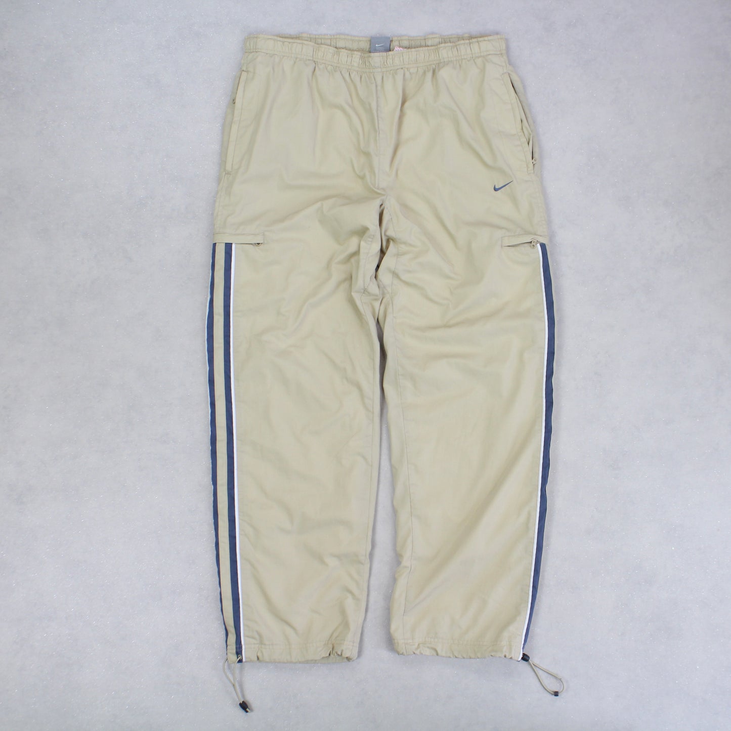 RARE Vintage 00s Baggy Nike Trackpants Cream - (XL)