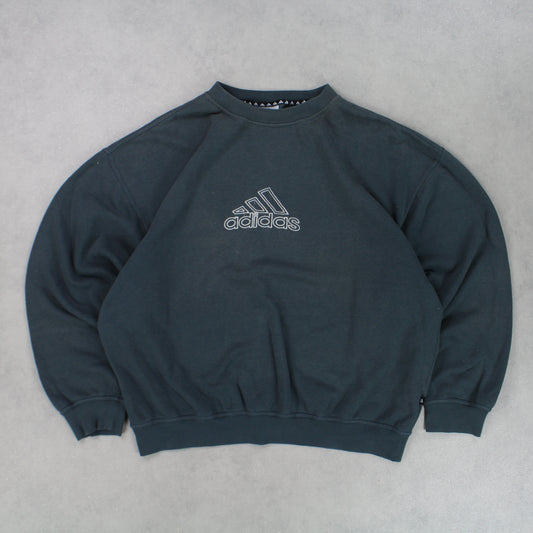 RARE 90s Adidas Sweatshirt Green - (XL)