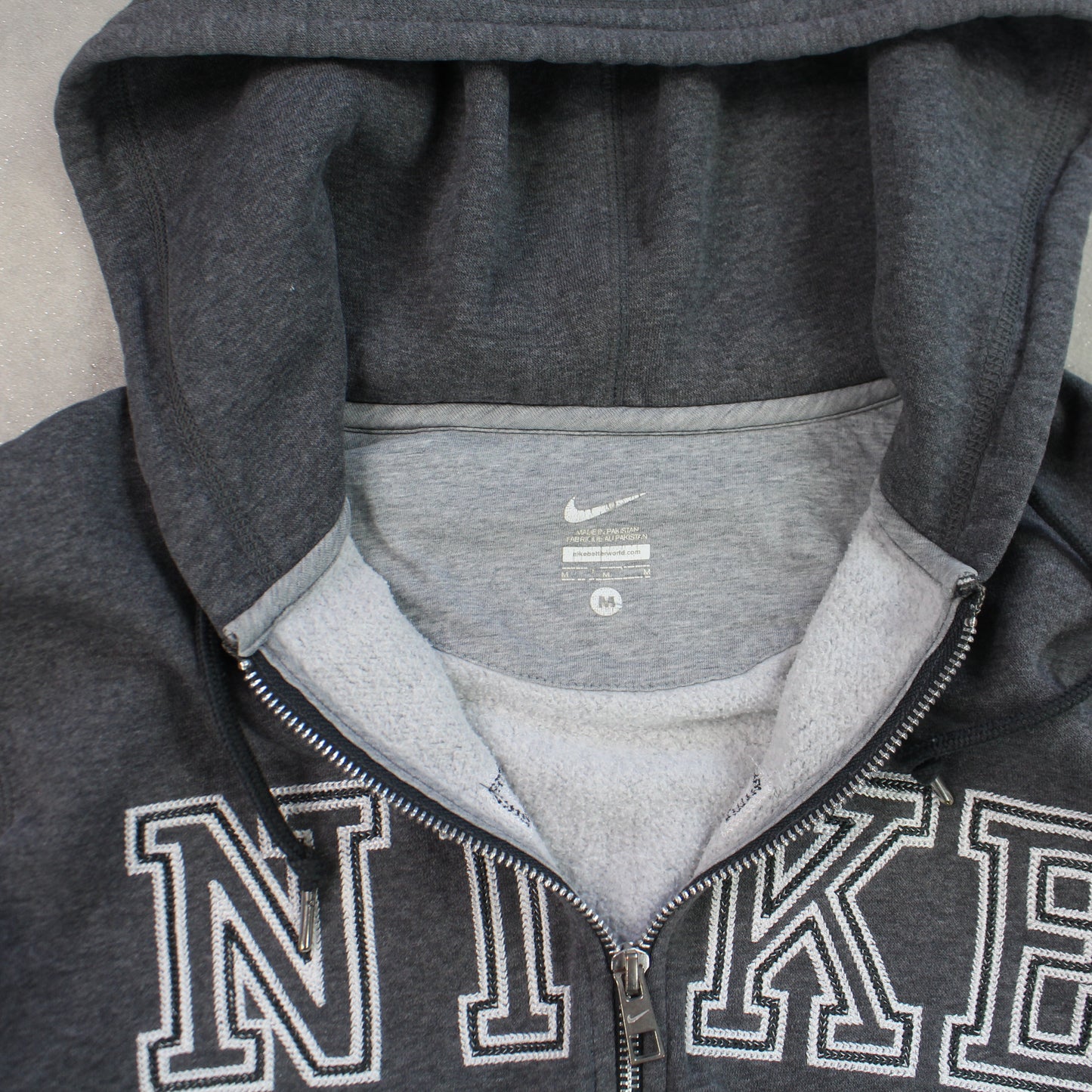 RARE 00s Nike Zip Up Hoodie Grey - (M)