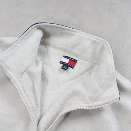 RARE 1990s Tommy Hilfiger 1/4 Zip Fleece Cream - (XL)