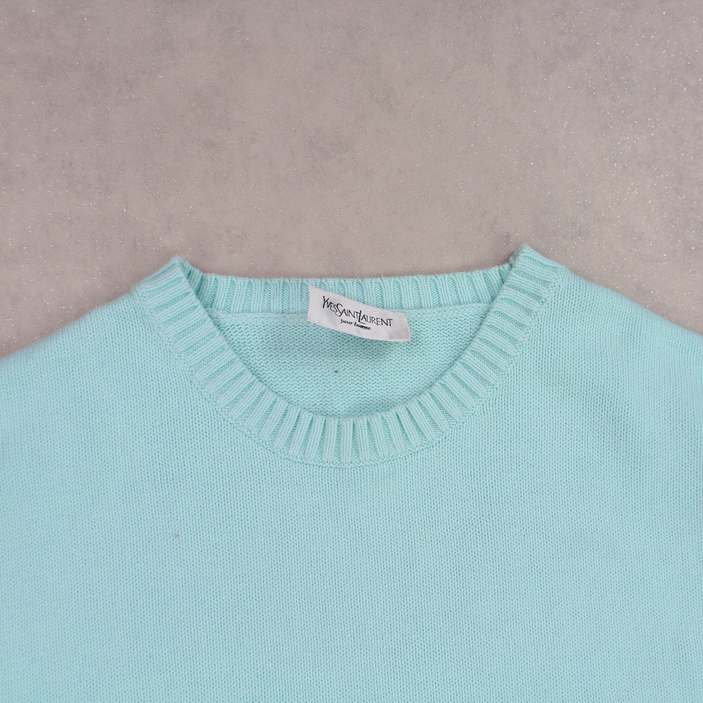 RARE Vintage YSL Heavy Knit Jumper Blue - (L)