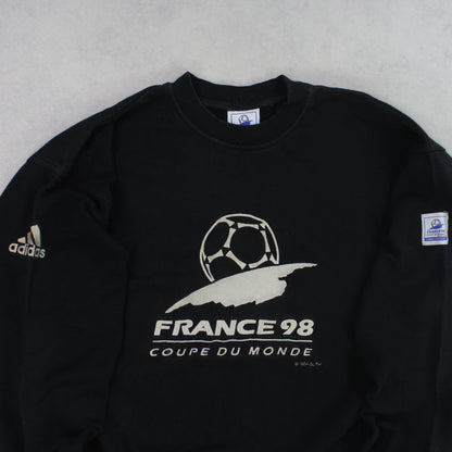 SUPER RARE 1998 Adidas France World Cup Sweatshirt Black - (L)