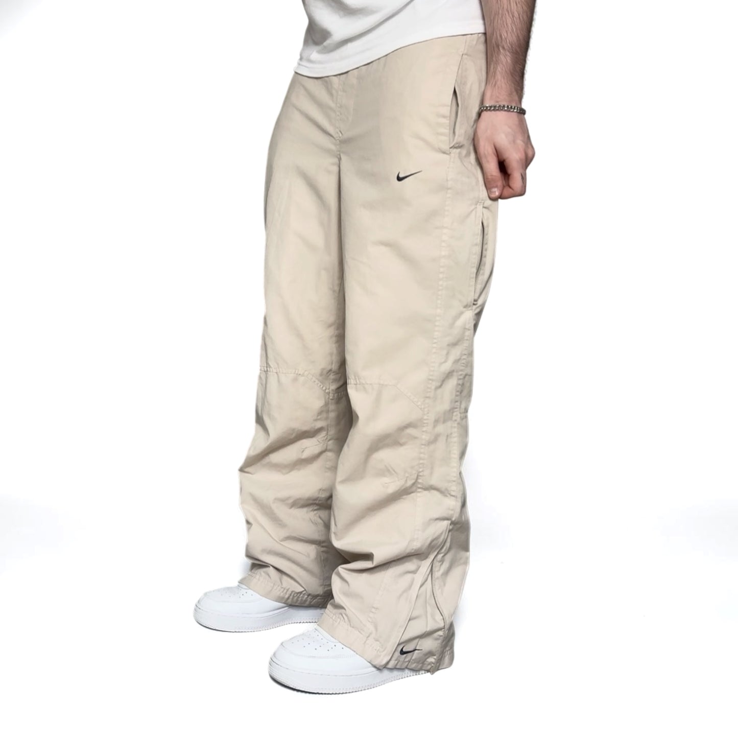 SUPER RARE 2000s Nike Trackpants Cream *PREMIUM* - (S)