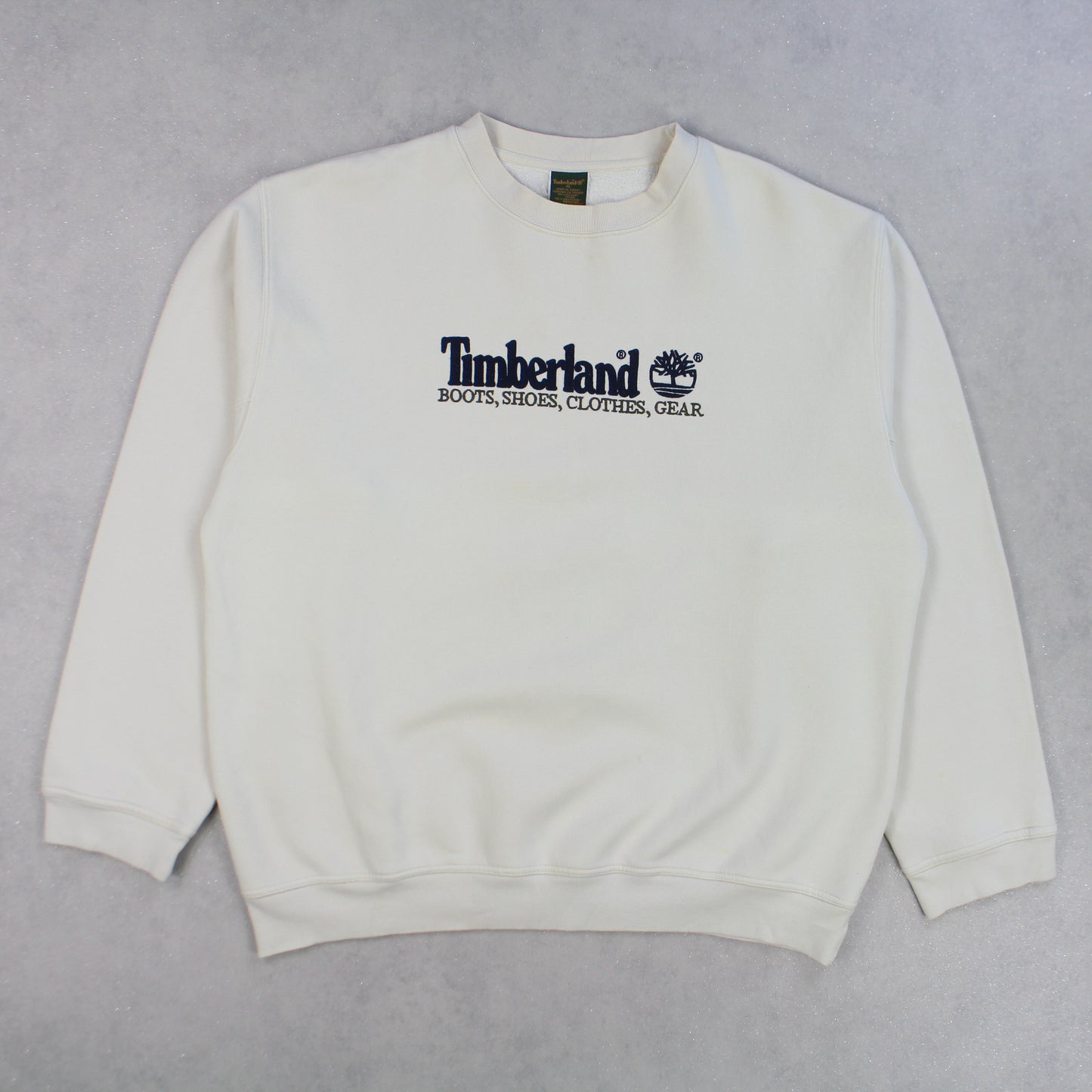 SUPER RARE Vintage 1990s Timberland Spell Out Sweatshirt Cream - (XL)