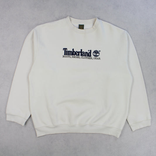 SUPER RARE Vintage 1990s Timberland Spell Out Sweatshirt Cream - (XL)