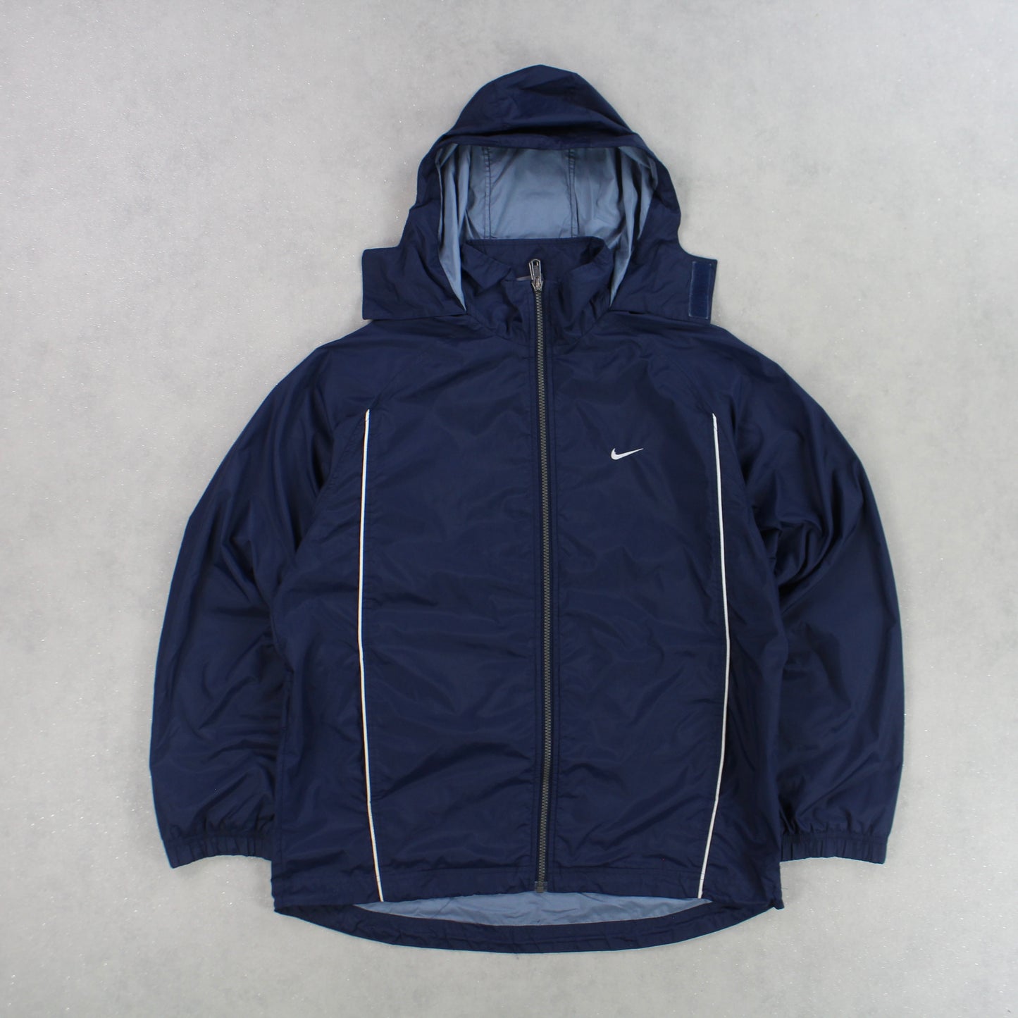 RARE 00s Nike Hooded Track Jacket Navy - (L)