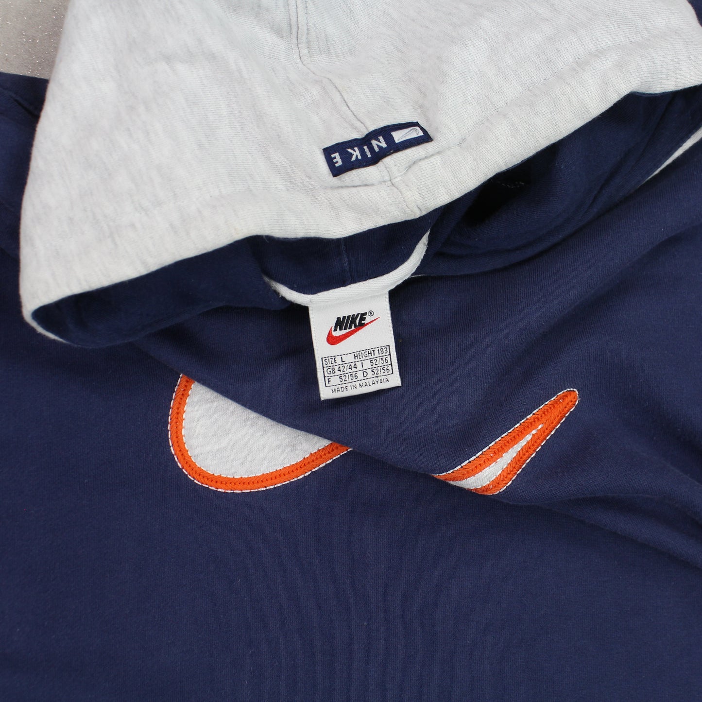 RARE 1990s Nike Swoosh Hoodie Navy - (L)