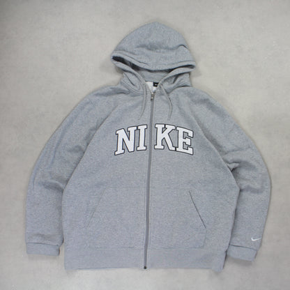 RARE 2000s Nike Zip Hoodie Grey - (L)