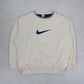 SUPER RARE Vintage 00s Nike Swoosh Sweatshirt Cream - (L)