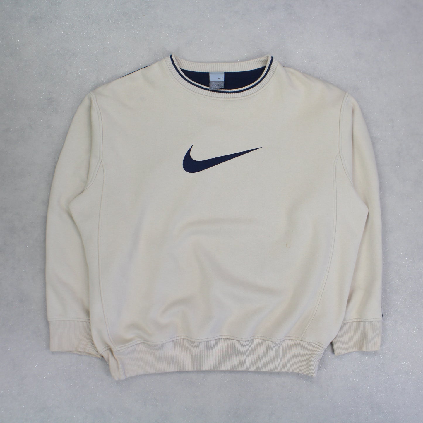 SUPER RARE Vintage 00s Nike Swoosh Sweatshirt Cream - (L)