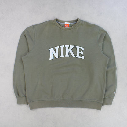 RARE 00s Nike Spell Out Sweatshirt Green - (L)