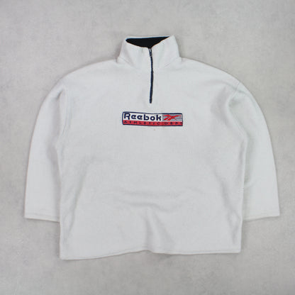 RARE Vintage 1990s Reebok 1/4 Zip Fleece Cream - (M)