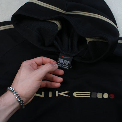 SUPER RARE Vintage 1990s Nike Spell Out Hoodie Black - (XL)