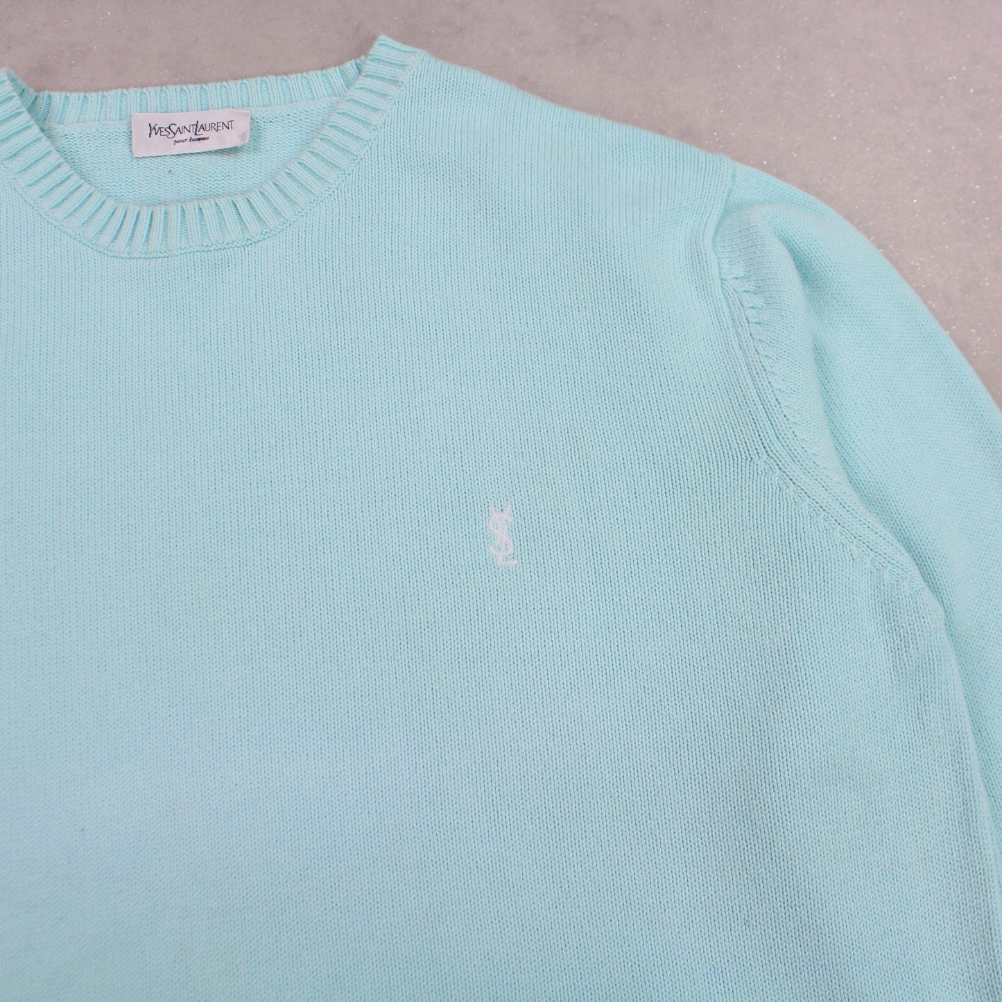 RARE Vintage YSL Heavy Knit Jumper Blue - (L)