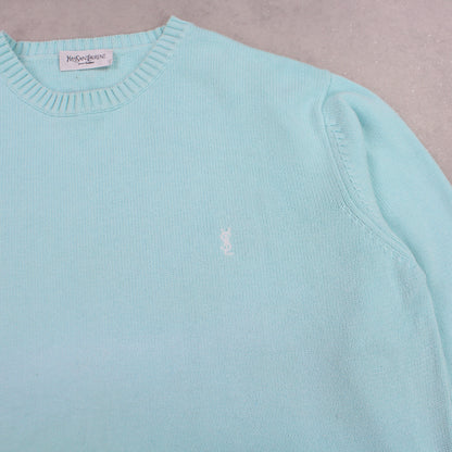 RARE Vintage YSL Heavy Knit Jumper Blue - (L)