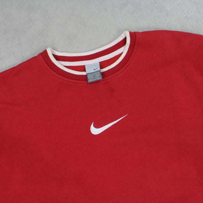 RARE 00s Nike Swoosh Sweatshirt Red - (XL)