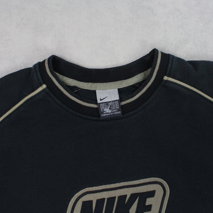 RARE Vintage 00s Nike Swoosh Sweatshirt Black - (L)