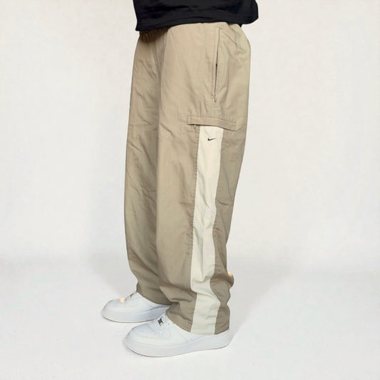 RARE 1990s Nike Trackpants Beige - (L)