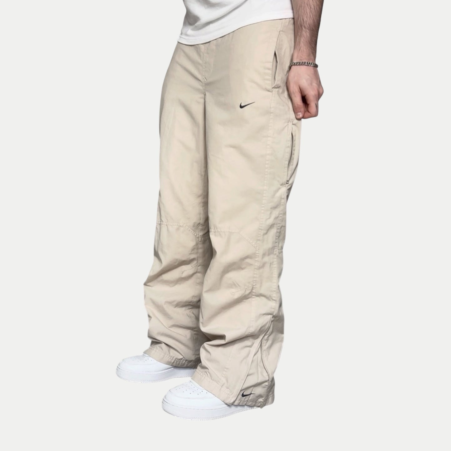 SUPER RARE 2000s Nike Trackpants Cream *PREMIUM* - (S)