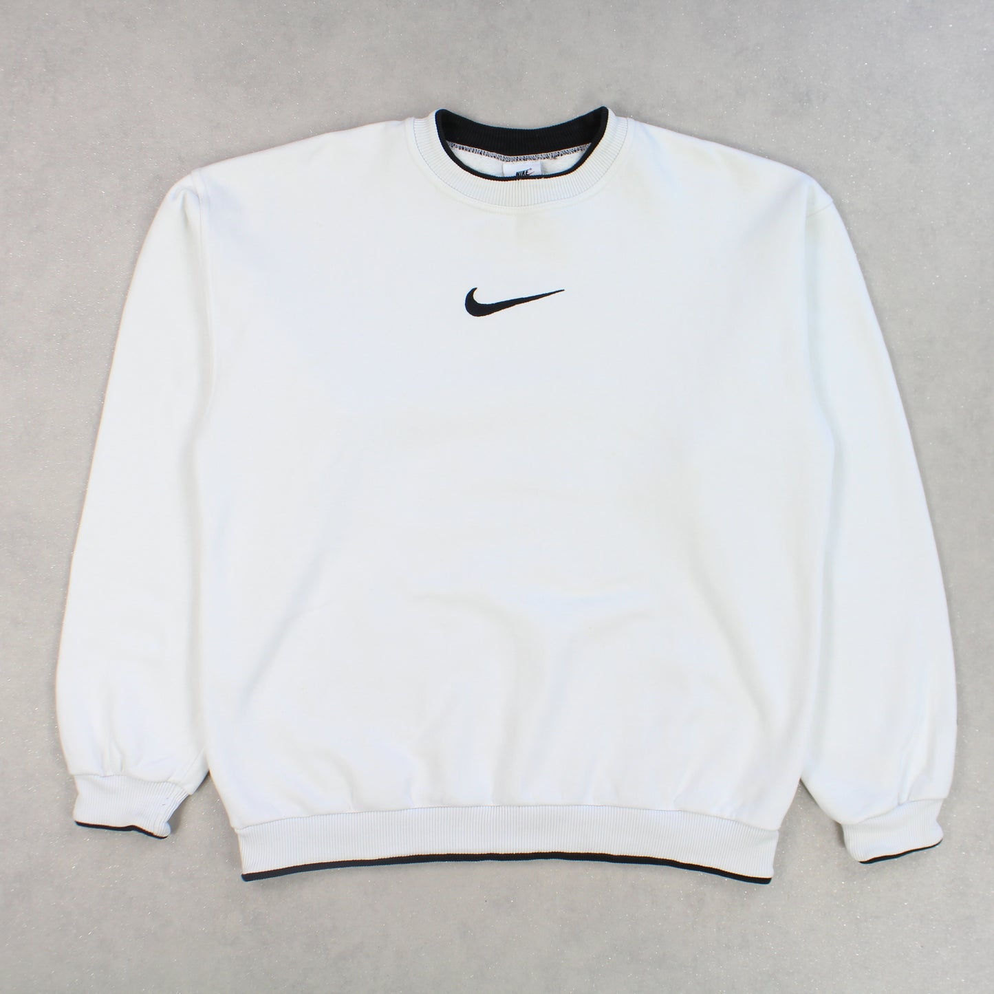 SUPER RARE Vintage 1990s Nike Swoosh Sweatshirt White - (M)