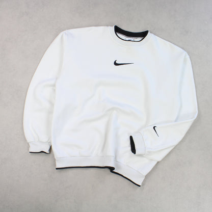 SUPER RARE Vintage 1990s Nike Swoosh Sweatshirt White - (M)