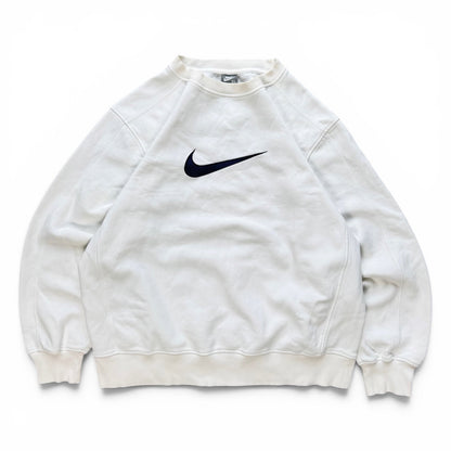 RARE 2000s Nike Swoosh Sweatshirt White - (L)