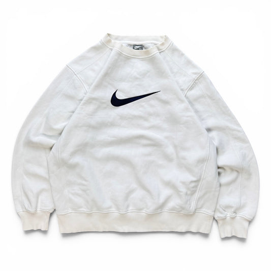 RARE 2000s Nike Swoosh Sweatshirt White - (L)